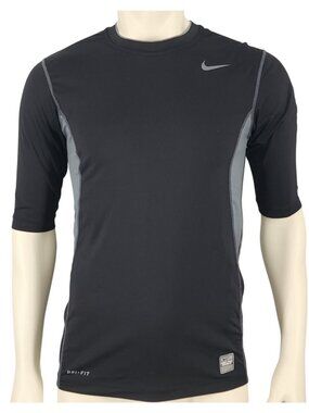 Men's Nike Pro Combat Shirt Large Black Dri-Fit Compression Fitted Short Sleeve